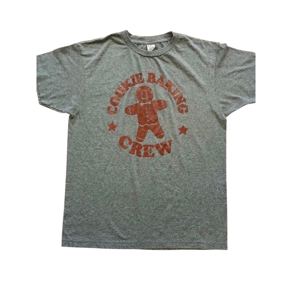 Cookie Baking Crew Ginger Bread Man Grey Womens T-shirt Size Medium #303C
